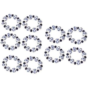 Kikidex (As show, One size) 10PCS Ethnic Style Hand-Painted Blue White Beads Napkin Ring Kikidex (As show, One size) 10PCS Ethnic Style Hand-Painted Blue White Beads Napkin Ring