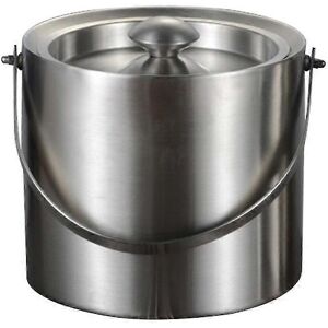 Kikidex (As show, One size) 3L 2 Tier Stainless Steel Insulation Ice Bucket with Lid Han Kikidex (As show, One size) 3L 2 Tier Stainless Steel Insulation Ice Bucket with Lid Han