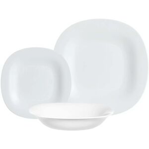 Dinnerware Set Luminarc Carine Square Glass White Crockery Plates Microwave Safe Dinnerware Set Luminarc Carine Square Glass White Crockery Plates Microwave Safe