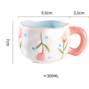 Gaatpot (Pink Tulip, 301-400ml) 300ML Cute Hand Pinched Irregular Ceramic mug Flower Hea Gaatpot (Pink Tulip, 301-400ml) 300ML Cute Hand Pinched Irregular Ceramic mug Flower Hea