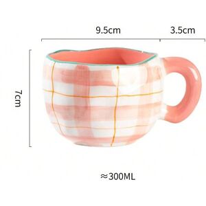 Gaatpot (Pink grid, 301-400ml) 300ML Cute Hand Pinched Irregular Ceramic mug Flower Hear Gaatpot (Pink grid, 301-400ml) 300ML Cute Hand Pinched Irregular Ceramic mug Flower Hear