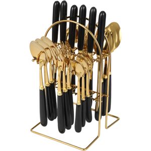 Unbranded (Gold+Black) 24-Piece Cutlery Set Stainless Steel Cutlery Set with Stand Unbranded (Gold+Black) 24-Piece Cutlery Set Stainless Steel Cutlery Set with Stand