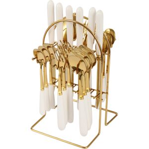 Unbranded (Gold+White) 24-Piece Cutlery Set Stainless Steel Cutlery Set with Stand Unbranded (Gold+White) 24-Piece Cutlery Set Stainless Steel Cutlery Set with Stand