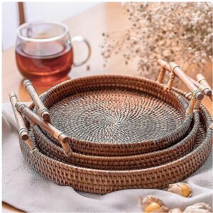 Unbranded (As show, One size) Rattan Handwoven Round Severing Tray Food Storage Platters P Unbranded (As show, One size) Rattan Handwoven Round Severing Tray Food Storage Platters P