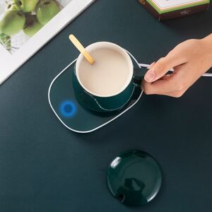 Unbranded Cup & Warmer Set: Even Heating Ceramic Mug Warmer with Lid & Spoon, Constant 55C Unbranded Cup & Warmer Set: Even Heating Ceramic Mug Warmer with Lid & Spoon, Constant 55C