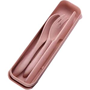 Unbranded Wheat Straw Cutlery Set Modern Portable Fork Spoon Knife Tableware with Box for Unbranded Wheat Straw Cutlery Set Modern Portable Fork Spoon Knife Tableware with Box for