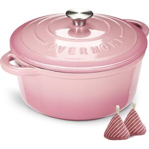 Overmont 26cm/5.2L Enamelled Cast Iron Casserole Pot - Pink Overmont 26cm/5.2L Enamelled Cast Iron Casserole Pot - Pink