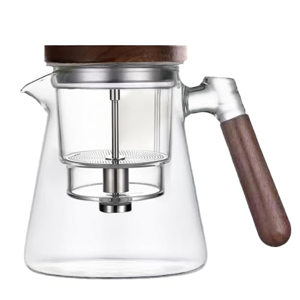 Bez marki Tea Pot,Water Separation Glass Teapot with Wooden Handle,800ml Bez marki Tea Pot,Water Separation Glass Teapot with Wooden Handle,800ml