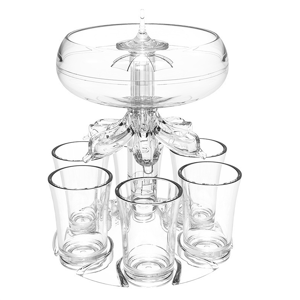 Bez marki Party Drink Dispenser with 6 Shot Glasses Set - Acrylic Touchless Bez marki Party Drink Dispenser with 6 Shot Glasses Set - Acrylic Touchless