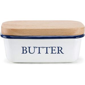 Torribaly Butter Box Nordic Style Ceiling with Wood Lid Food Dish Enamel Cheese Torribaly Butter Box Nordic Style Ceiling with Wood Lid Food Dish Enamel Cheese