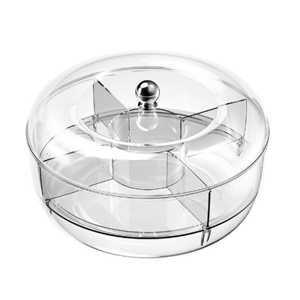 Torribaly Chilled Veggie Fruit Tray Platter Divided Rotating Serving with Lid Sn Torribaly Chilled Veggie Fruit Tray Platter Divided Rotating Serving with Lid Sn
