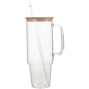 Unbranded 40 OZ Glass Cup with Handle and Straw Lid Coffee Cup Reusable Unbranded 40 OZ Glass Cup with Handle and Straw Lid Coffee Cup Reusable