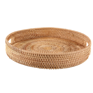 Saudism Round Rattan Serving Tray Decorative Woven Ottoman Trays with Handles for Coffee Saudism Round Rattan Serving Tray Decorative Woven Ottoman Trays with Handles for Coffee