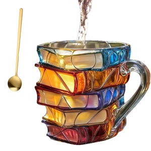 Saudism 3d Painted Book Coffee Mug -Book-Shaped Cup,11oz Glass Cupshaped Cup for Lovers, Saudism 3d Painted Book Coffee Mug -Book-Shaped Cup,11oz Glass Cupshaped Cup for Lovers,