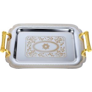 INOOMP Gold Serving Tray Drinks for Decanter and Glasses Metal Silver INOOMP Gold Serving Tray Drinks for Decanter and Glasses Metal Silver