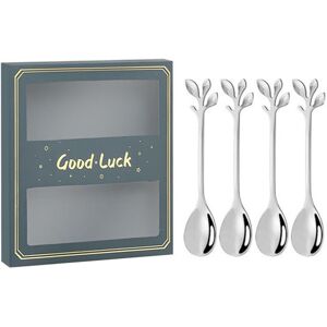 Unbranded (Green/Silver) 4PCS/Set 12.2 cm Stainless Steel Leaf Coffee Spoons Tableware Sti Unbranded (Green/Silver) 4PCS/Set 12.2 cm Stainless Steel Leaf Coffee Spoons Tableware Sti