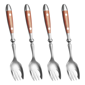 Exogio 4 Pcs Metal Sporks Set,Stainless Steel Salad Spoons with Bakelite Handle,Salad F Exogio 4 Pcs Metal Sporks Set,Stainless Steel Salad Spoons with Bakelite Handle,Salad F