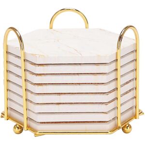 Unbranded For 8 Pc Coasters For Drinks Absorbent With Holder Marble Design Ceramic Coaster Unbranded For 8 Pc Coasters For Drinks Absorbent With Holder Marble Design Ceramic Coaster