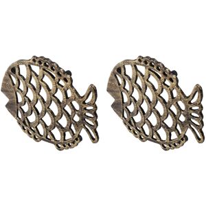 Spactz 2X Cast Iron Fish Trivet, 7.5X6Inch Decorative Vintage Pattern for Cookware and Spactz 2X Cast Iron Fish Trivet, 7.5X6Inch Decorative Vintage Pattern for Cookware and