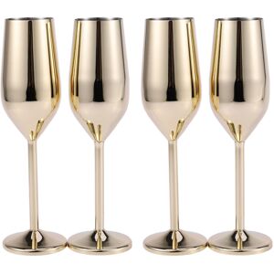 Spactz 4Pcs/Set Shatterproof Stainless Champagne Glasses Brushed Drink Cup Spactz 4Pcs/Set Shatterproof Stainless Champagne Glasses Brushed Drink Cup