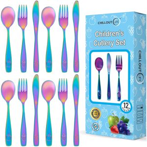 CHILLOUT LIFE 12 Piece Stainless Steel Kids Silverware Set - Child and Toddler Safe Flatware - CHILLOUT LIFE 12 Piece Stainless Steel Kids Silverware Set - Child and Toddler Safe Flatware -