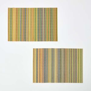 Homescapes Striped Bamboo Placemats, Set of 2 Homescapes Striped Bamboo Placemats, Set of 2
