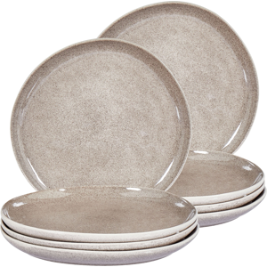 Beliani Costmary 8-Piece Grey Stoneware Dinner Set - Plates Beliani Costmary 8-Piece Grey Stoneware Dinner Set - Plates