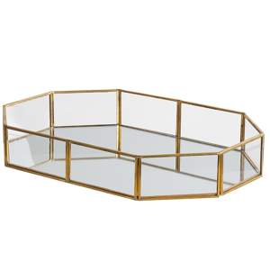 Beliani Decorative Tray CHABRIS Glass Gold Beliani Decorative Tray CHABRIS Glass Gold