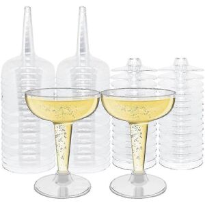 Unbranded 50 Pack Plastic Cups, 4 oz Disposable Stemmed Martini Glasses for Parties, Stack Unbranded 50 Pack Plastic Cups, 4 oz Disposable Stemmed Martini Glasses for Parties, Stack