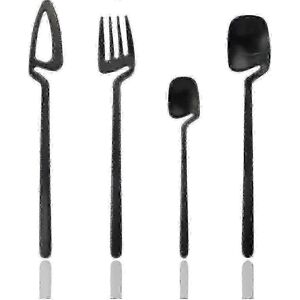 Unbranded Satin Cutlery Set - Knives, Forks, Spoons - Dishwasher Safe (Matte Black) Unbranded Satin Cutlery Set - Knives, Forks, Spoons - Dishwasher Safe (Matte Black)