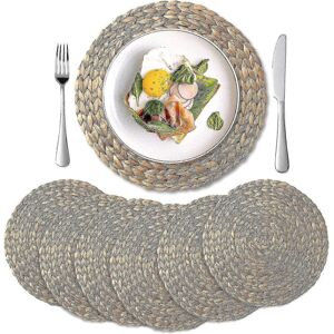 Unbranded Set of 6 Natural Water Hyacinth Woven Round Placemats, Woven Straw Placemats (30 Unbranded Set of 6 Natural Water Hyacinth Woven Round Placemats, Woven Straw Placemats (30