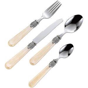 Unbranded 4-piece ivory cream cutlery set, stainless steel with detailed handle, tradition Unbranded 4-piece ivory cream cutlery set, stainless steel with detailed handle, tradition