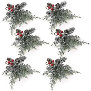 Unbranded Set of 6 Christmas Napkin Rings with Artificial Pine Cone Branches and Red Berri Unbranded Set of 6 Christmas Napkin Rings with Artificial Pine Cone Branches and Red Berri