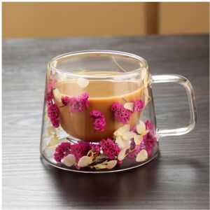 Unbranded (Hot Pink & White, 1 Count) 200ml Flower Design Glass Coffee Mug, 1 Count Double Unbranded (Hot Pink & White, 1 Count) 200ml Flower Design Glass Coffee Mug, 1 Count Double