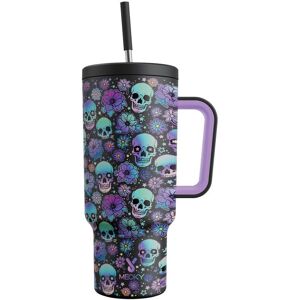 Unbranded (Black Skull, 40oz) 【Meoky】40oz Holiday Straw Handle Cup, 1/2 Counts Cup, Leak-p Unbranded (Black Skull, 40oz) 【Meoky】40oz Holiday Straw Handle Cup, 1/2 Counts Cup, Leak-p