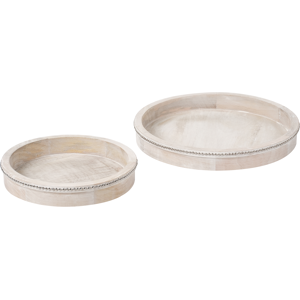 Beliani Set of 2 Serving Trays MANSOURA Mango Wood Light Brown Beliani Set of 2 Serving Trays MANSOURA Mango Wood Light Brown