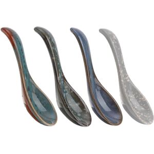 Unbranded Set of 4 Japanese Style Ceramic Rice and Soup Spoons (Assorted Colors) Unbranded Set of 4 Japanese Style Ceramic Rice and Soup Spoons (Assorted Colors)
