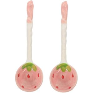 Unbranded Set of 2 ceramic spoons with fruit pattern, long handle, for kitchen Unbranded Set of 2 ceramic spoons with fruit pattern, long handle, for kitchen