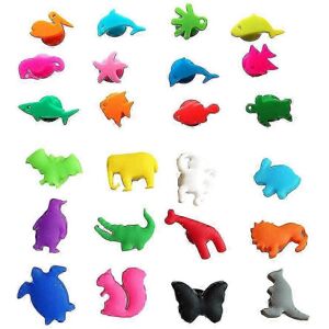 Unbranded Set of 24 silicone wine glass markers, sea and land animals Unbranded Set of 24 silicone wine glass markers, sea and land animals