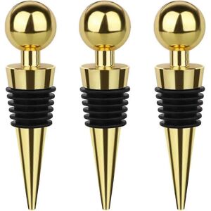 Unbranded Set of 3 Reusable Plastic Wine Stoppers (Gold) Unbranded Set of 3 Reusable Plastic Wine Stoppers (Gold)