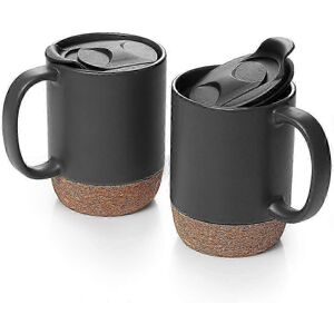 Unbranded Set of 2 425ml Large Ceramic Coffee Mugs with Insulated Cap and Spill-Proof Lid, Unbranded Set of 2 425ml Large Ceramic Coffee Mugs with Insulated Cap and Spill-Proof Lid,