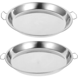 Unbranded Set of 2 Round Stainless Steel Steamed Fish Plates, Non-Magnetic Dessert Trays w Unbranded Set of 2 Round Stainless Steel Steamed Fish Plates, Non-Magnetic Dessert Trays w