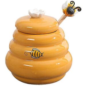 Unbranded Ceramic Honey Pot with Lid and Wooden Spoon, Honey Pot Stir Bar Unbranded Ceramic Honey Pot with Lid and Wooden Spoon, Honey Pot Stir Bar
