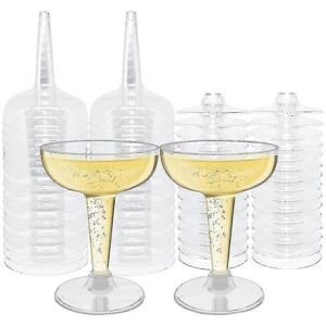 Unbranded 50 Pack Plastic Cups, 4 oz Disposable Stemmed Martini Glasses for Parties, Stack Unbranded 50 Pack Plastic Cups, 4 oz Disposable Stemmed Martini Glasses for Parties, Stack