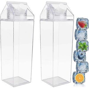 Unbranded Milk Carton Water Bottles, 2 Pack, 1000ml, Portable, Square, Clear, with Screw C Unbranded Milk Carton Water Bottles, 2 Pack, 1000ml, Portable, Square, Clear, with Screw C
