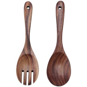 Unbranded Acacia Wood Salad Servers for Non-Stick Cookware, Wooden Salad Serving Set, 2 Pi Unbranded Acacia Wood Salad Servers for Non-Stick Cookware, Wooden Salad Serving Set, 2 Pi