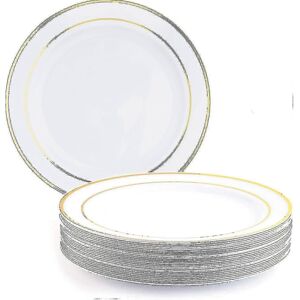 Unbranded 25 Premium Plastic Dinner Plates with Gold Rim, Multi-Purpose, Perfect for Weddi Unbranded 25 Premium Plastic Dinner Plates with Gold Rim, Multi-Purpose, Perfect for Weddi