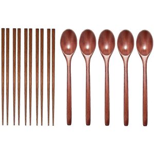 Unbranded Teak Wood Spoon and Chopsticks Set, Non-Stick Spoons, Soup Spoon and Teaspoon fo Unbranded Teak Wood Spoon and Chopsticks Set, Non-Stick Spoons, Soup Spoon and Teaspoon fo