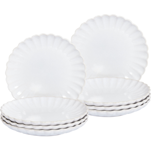 Beliani Set Of 8 Side Plates Nettle Stoneware Off White - Plates Beliani Set Of 8 Side Plates Nettle Stoneware Off White - Plates