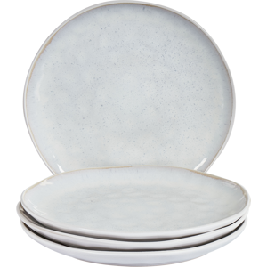 Beliani Set of 4 Dinner Plates SESAME Stoneware Light Grey Beliani Set of 4 Dinner Plates SESAME Stoneware Light Grey